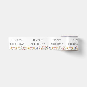 Farbige Wildblumen Frohe Geburtstag Satinband