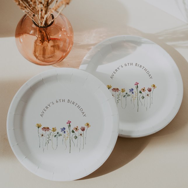 Farbige Wildblumen-Geburtstagsfeier Pappteller (Von Creator hochgeladen)