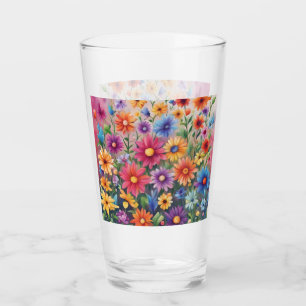 Farbige Wildblumen Glas