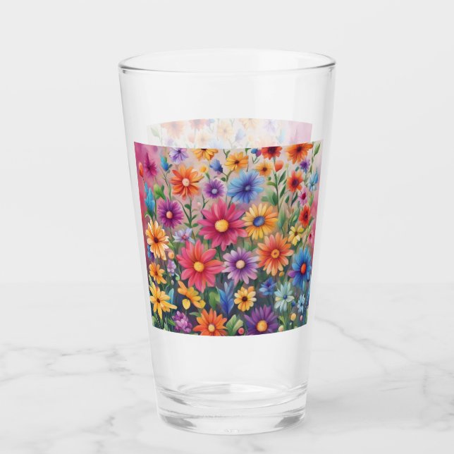 Farbige Wildblumen Glas (Vorderseite)