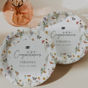 Farbige Wildblumen Graduate Pappteller