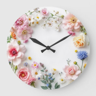 Farbige Wildblumen - Große Wanduhr