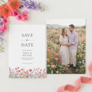 Farbige Wildblumen-Hochzeit-Save-the-Date-Karte Save The Date