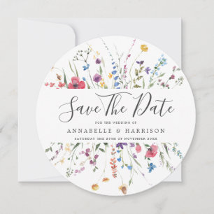 Farbige Wildblumen Hochzeit Termin vormerken Save The Date