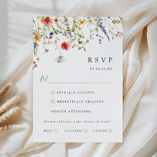Farbige Wildblumen-Hochzeits-Menüwahl-RSVP-Karte RSVP Karte