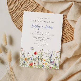 Farbige Wildblumen-Hochzeitseinladung Einladung