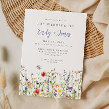 Farbige Wildblumen-Hochzeitseinladung