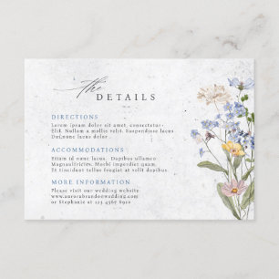 Farbige Wildblumen-Hochzeitsvorlage Hochzeitsdetai Begleitkarte