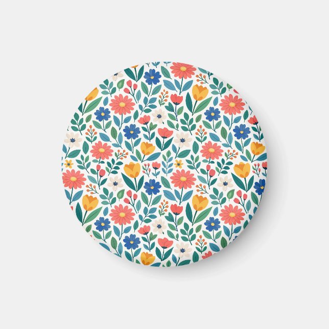 Farbige Wildblumen im skandinavischen Stil Magnet (Vorne)