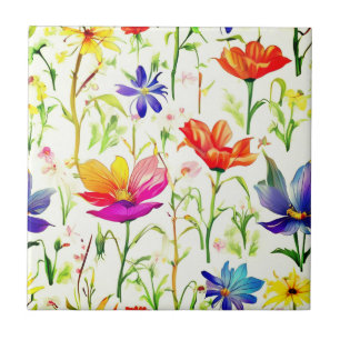 Farbige Wildblumen in einem Feld Fliese