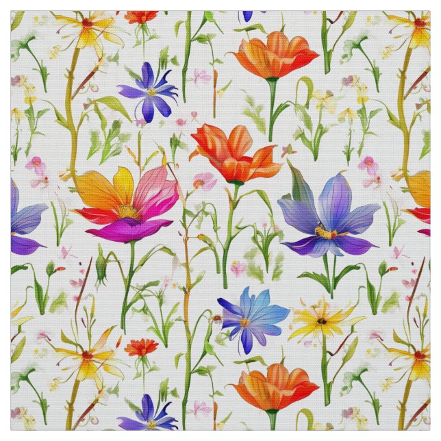 Farbige Wildblumen in einem Feld Stoff (Muster)