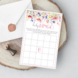 Farbige Wildblumen Kinderdusche Bingo Game Card