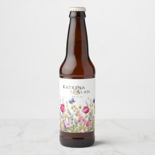 Farbige Wildblumen-Lebensmittel- und Getränke-Etik Bierflaschenetikett