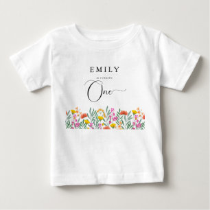 Farbige Wildblumen Mädchen erster Geburtstag Baby T-shirt