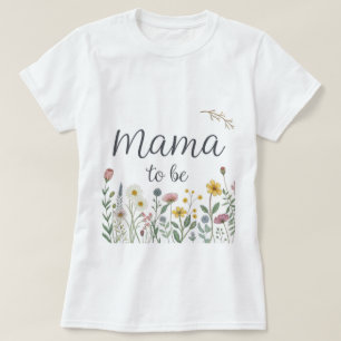 Farbige Wildblumen-Mama-To-Be-Floral-Baby-Party T-Shirt