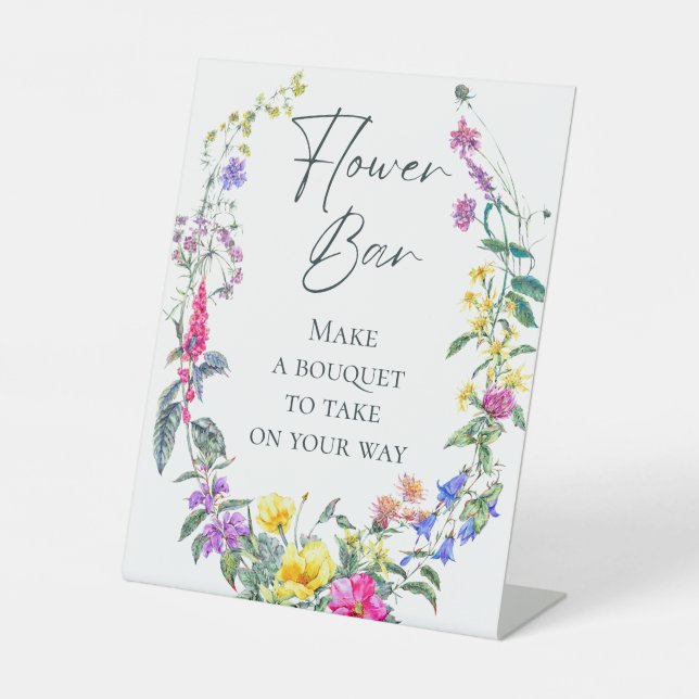 Farbige Wildblumen Party machen Bouquet Blume Bar Sockelschild (Vorderseite)