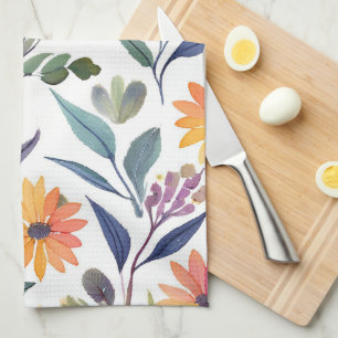 Farbige Wildblumen   Schöne Florale Aquarellmalere Geschirrtuch