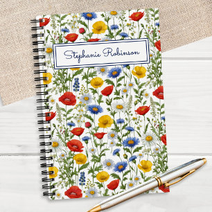 Farbige Wildblumen Schöne Florale Personalisierte Notizbuch