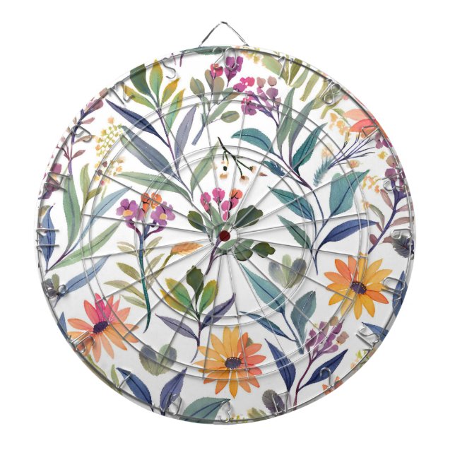 Farbige Wildblumen | Schöne Florale Wasserfarbe Dartscheibe (vorne)