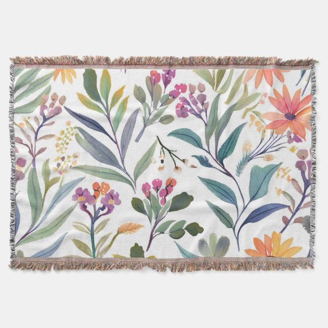 Farbige Wildblumen | Schöne florale Wasserfarbe Decke (Vorderseite)