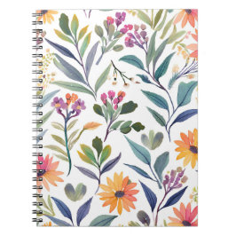 Farbige Wildblumen | Schöne florale Wasserfarben Notizblock