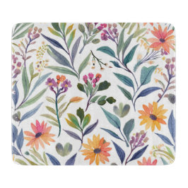 Farbige Wildblumen | Schöne florale Wasserfarben Schneidebrett