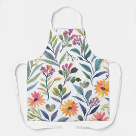Farbige Wildblumen | Schöne florale Wasserfarben Schürze