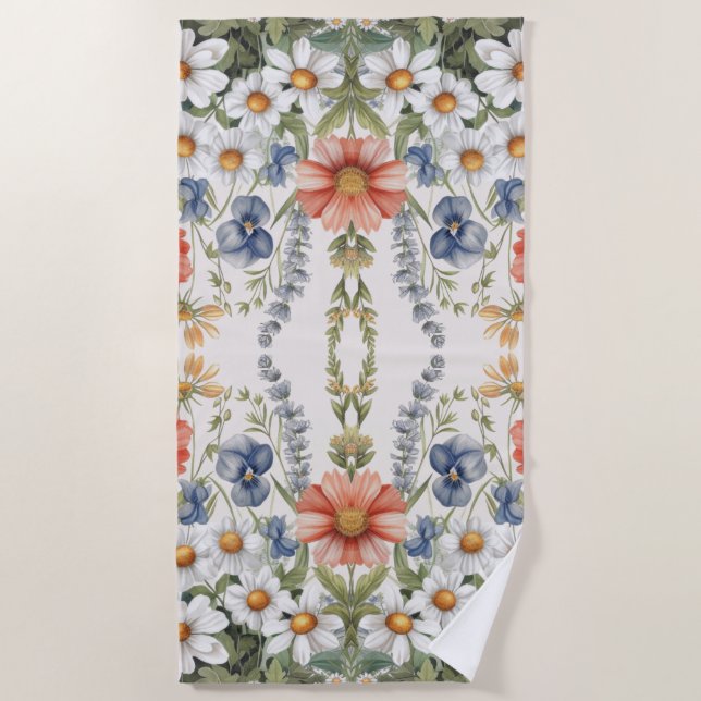 Farbige Wildblumen Strandtuch (Vorderseite)