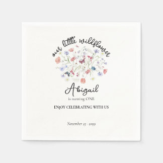 Farbige Wildblumen-Tischdekoration zur 1. Geburtst Serviette