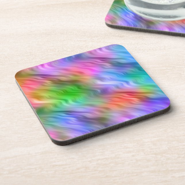 Farbige Wildblumen Wavy Textur Getränkeuntersetzer (Linke Seite)