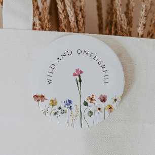 Farbige Wildblumen-Wilde und Wundervolle Geburtsta Button