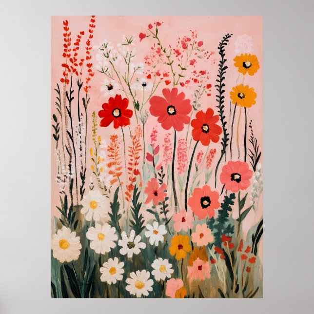 Farbige Wildblumenfeldmalerei Poster (Vorne)