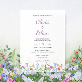 Farbige Wildblumengarten-Hochzeitseinladung Einladung