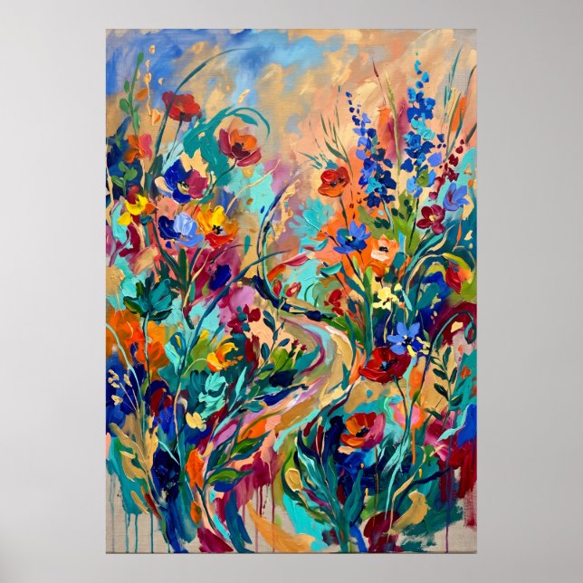 Farbige Wildblumengarten Poster (Vorne)