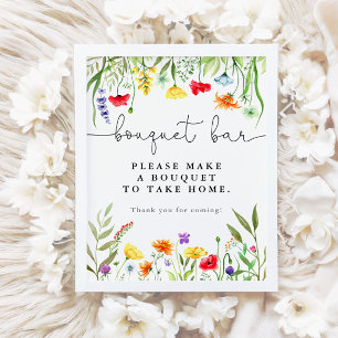 Farbige Wildblumenstrauß-Bar-Blumenbar-Schild Poster