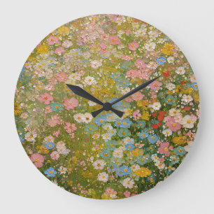 Farbige Wildblumenwiese 2 Große Wanduhr