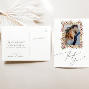 Farbige Wildblumenwiese Foto Hochzeit Danke Postkarte