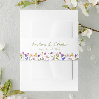 Farbige Wildblumenwiese Hochzeit Einladungsbanderole