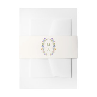 Farbige Wildblumenwiese-Monogramm-Hochzeit Einladungsbanderole