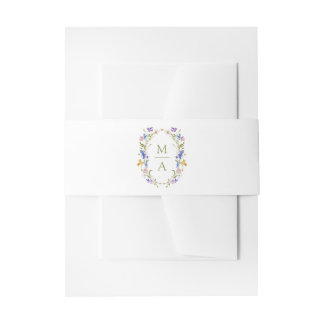 Farbige Wildblumenwiese-Monogramm-Hochzeit Einladungsbanderole