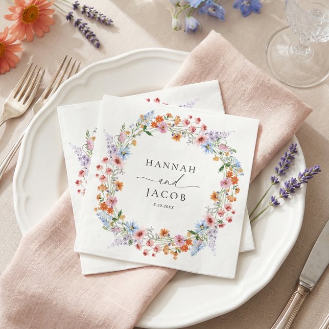 Farbige Wildblumenwiese Personalisierte Hochzeit  Serviette (Von Creator hochgeladen)
