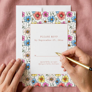 Farbige, wilde Blume - nahtlose RSVP-Karte Einladung