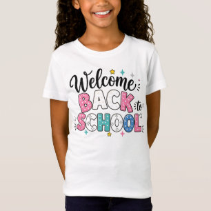 Farbige Willkommen-zurück-in-die-Schule-Text mit D T-Shirt