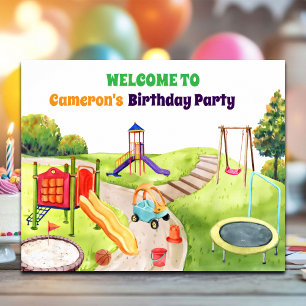 Farbige Willkommensparty zum Geburtstag auf dem Sp Poster