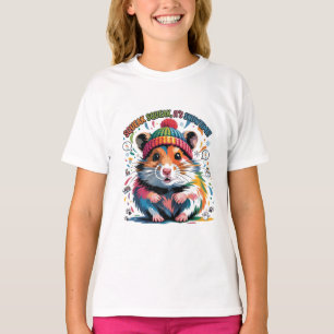 Farbige Winter-Hamster-Illustration mit Text T-Shirt