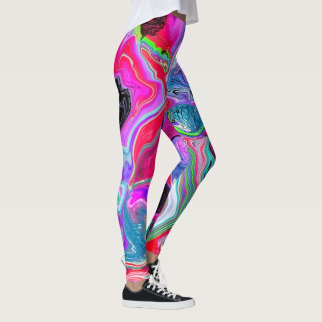 Farbige Wirbel Abstrakte Fluid Art Leggings (Rechts)