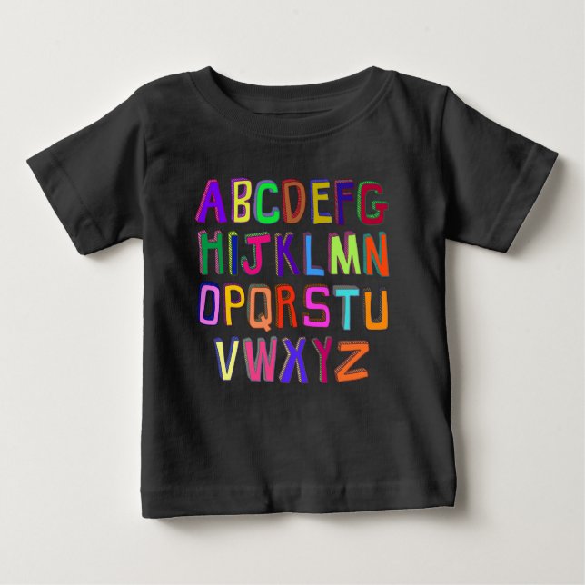 Farbige Wonky-Alphabet-Buchstaben Baby T-shirt