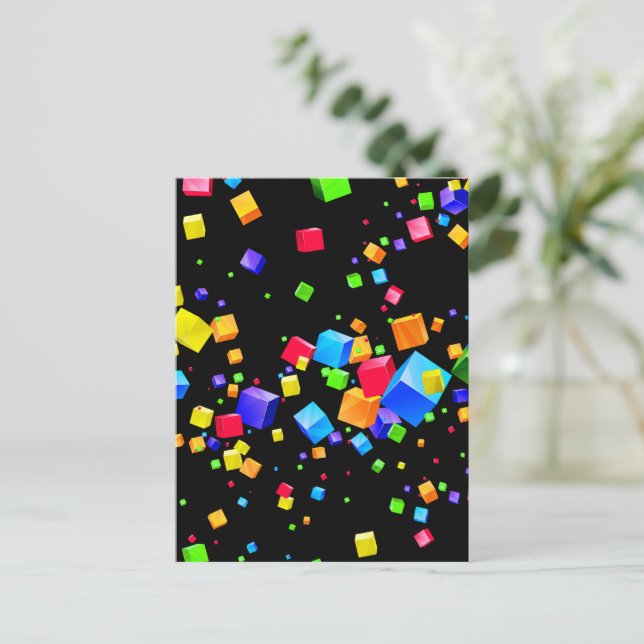 Farbige Würfel 2 Postkarte (Stehend Vorderseite)