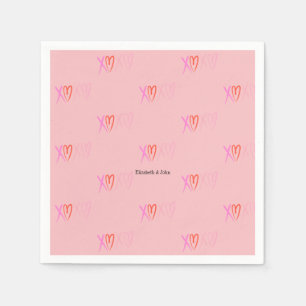 Farbige "XOXO" Herzen Valentinstag Serviette