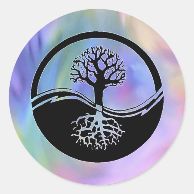 Farbige Yin- und Yang-Gestaltung Runder Aufkleber (Vorderseite)